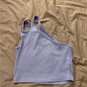 Shein Periwinkle Blue Soft Rib One Shoulder Crop Rib Tee Sz S